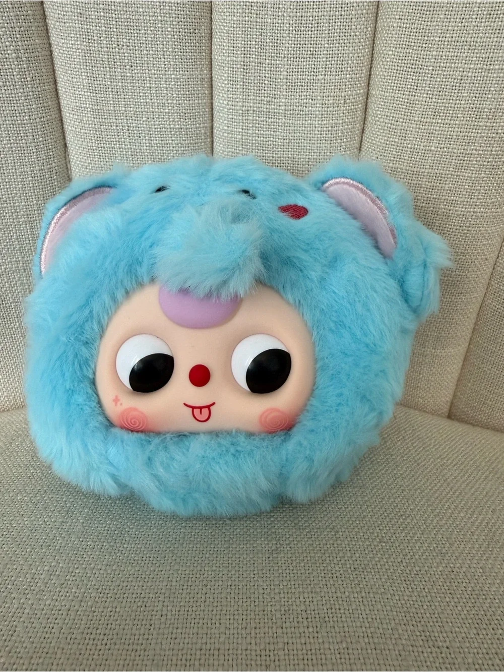 New OPEN BOX Baby Three Take Me Out zipper ELEPHANT bag blue tongue purple hair